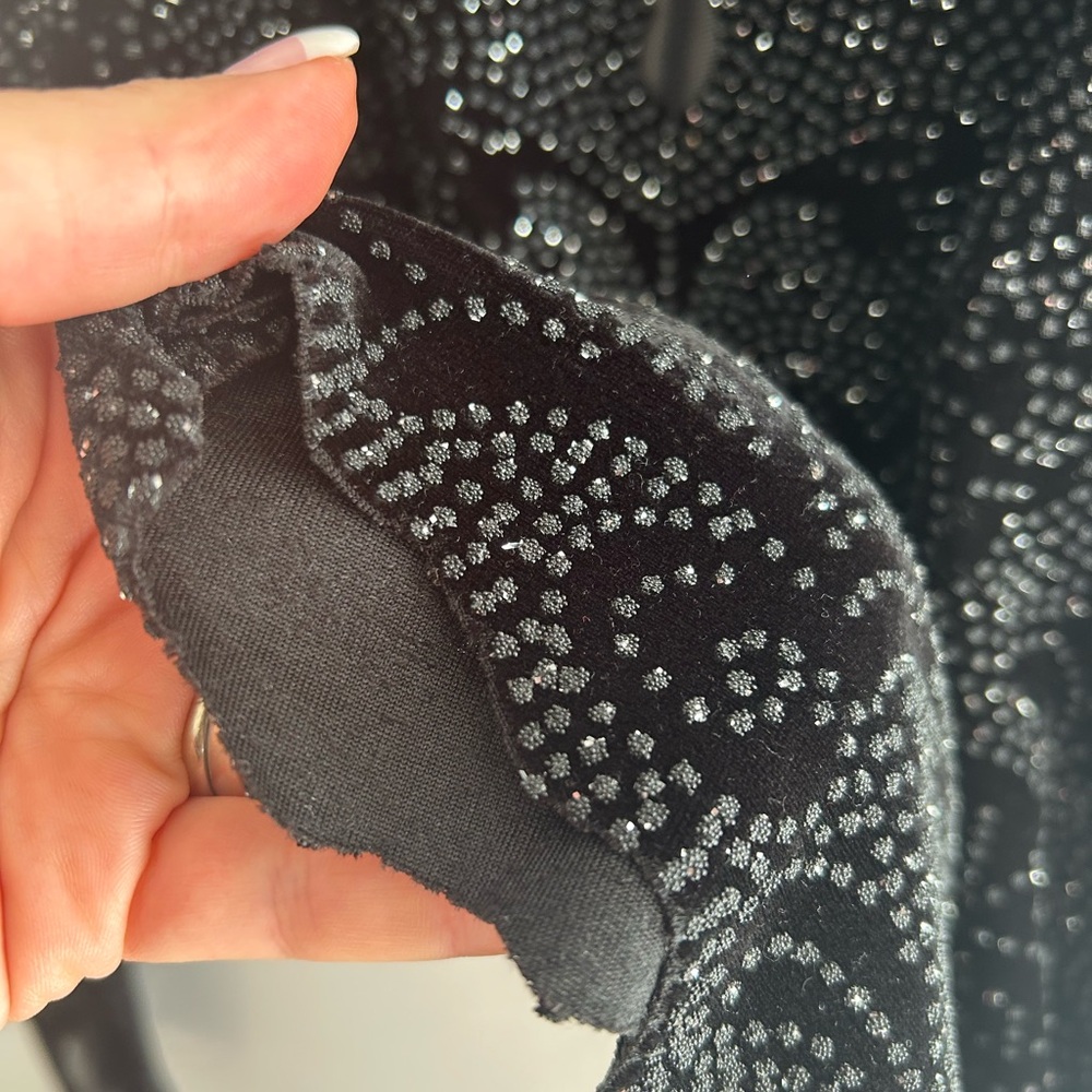 Elegant Black Velvet Beaded Blouse Mesh Long Sleeve Corset Top size 6 Festive - Picture 5 of 10